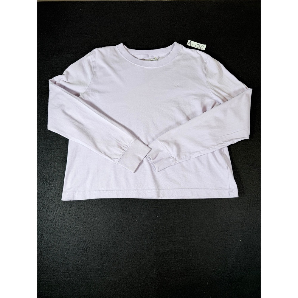 Calvin Klein Womens Lavender Purple Cotton Long Sleeve Crewneck T-Shirt Large